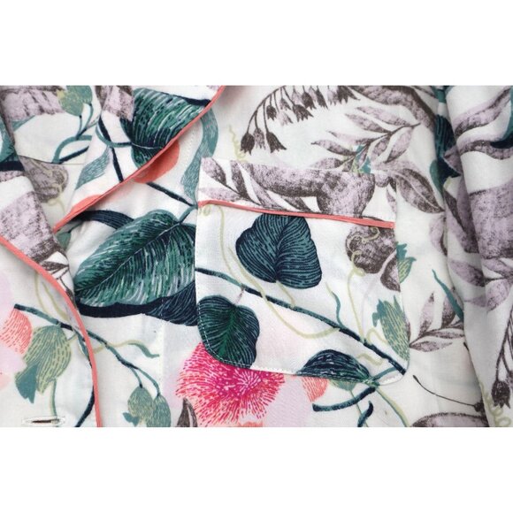 Anthropologie Floral Print Pajama Top Malin Gyllensvaan Pink Trim Pocket Size S - Picture 5 of 9